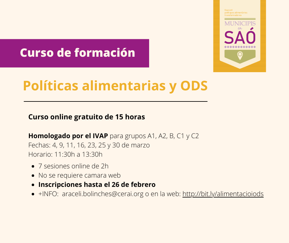 Curso online: Políticas alimentarias y Objetivos de Desarrollo Sostenible
